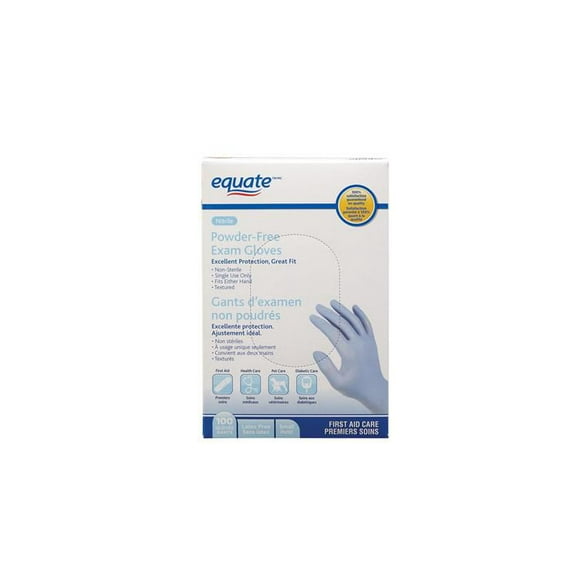 Equate Nitrile Powder-Free Exam Gloves, 100 Gloves, Small Petit